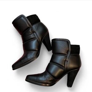 Chloe Black Lamb Leather And Suede Heel Boots Size 9